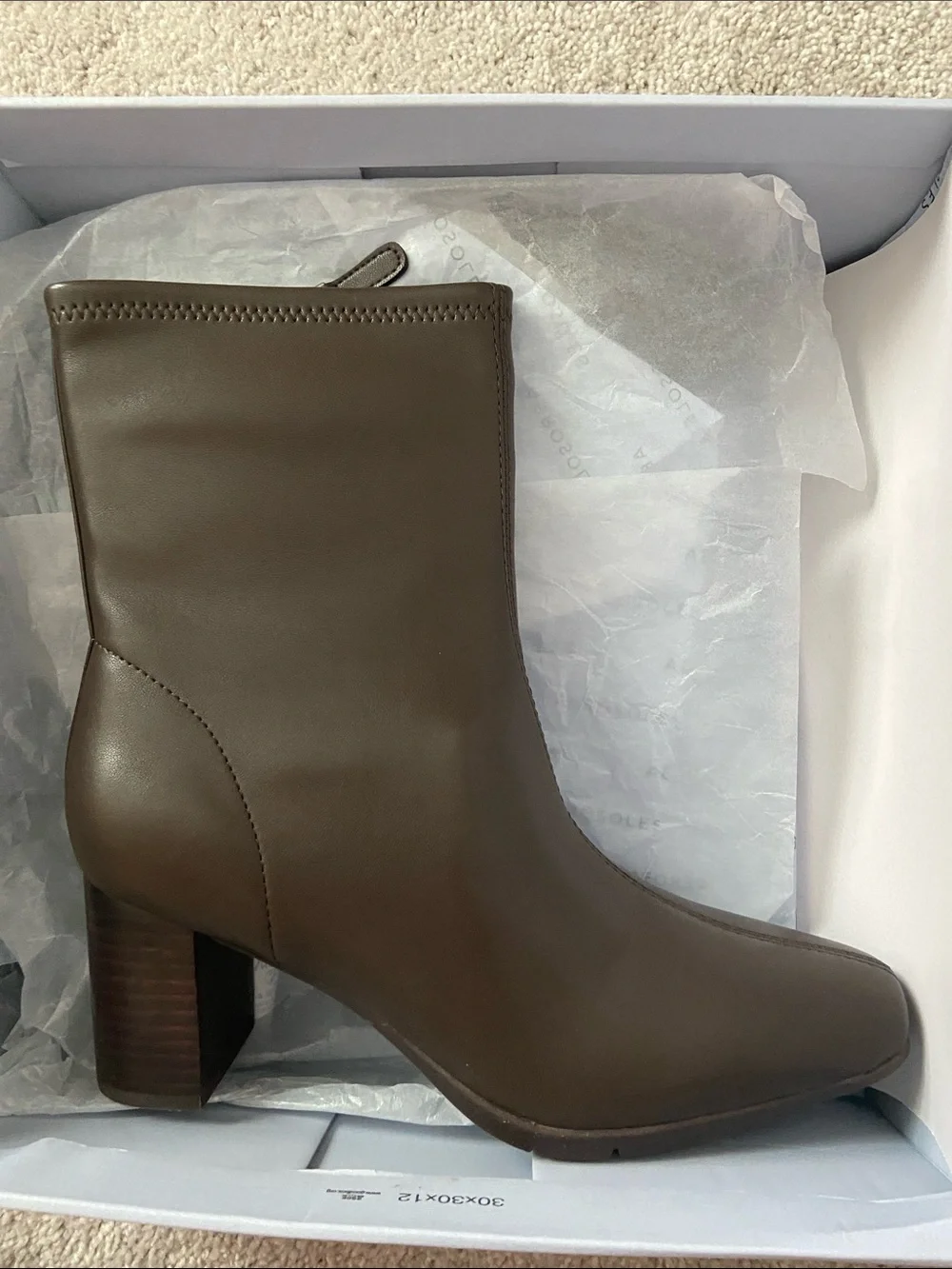 AEROSOLES Brown Leather-Look Block Heel Ankle Boots